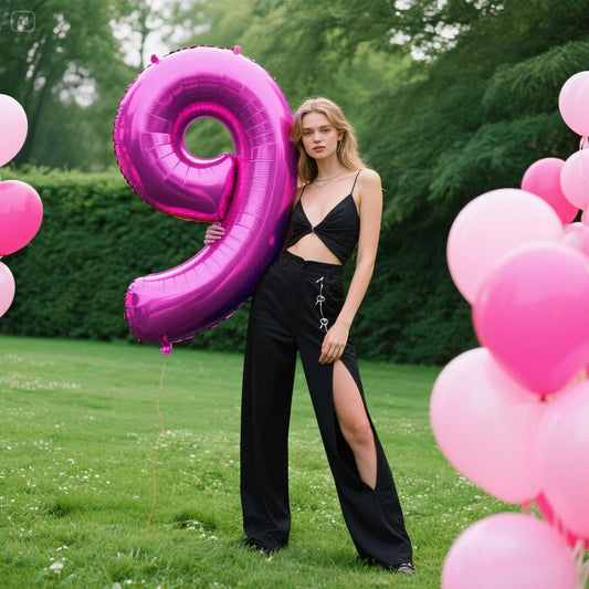 Kelfuoya rose purple number balloon 40 inch, ideal for milestone photos.