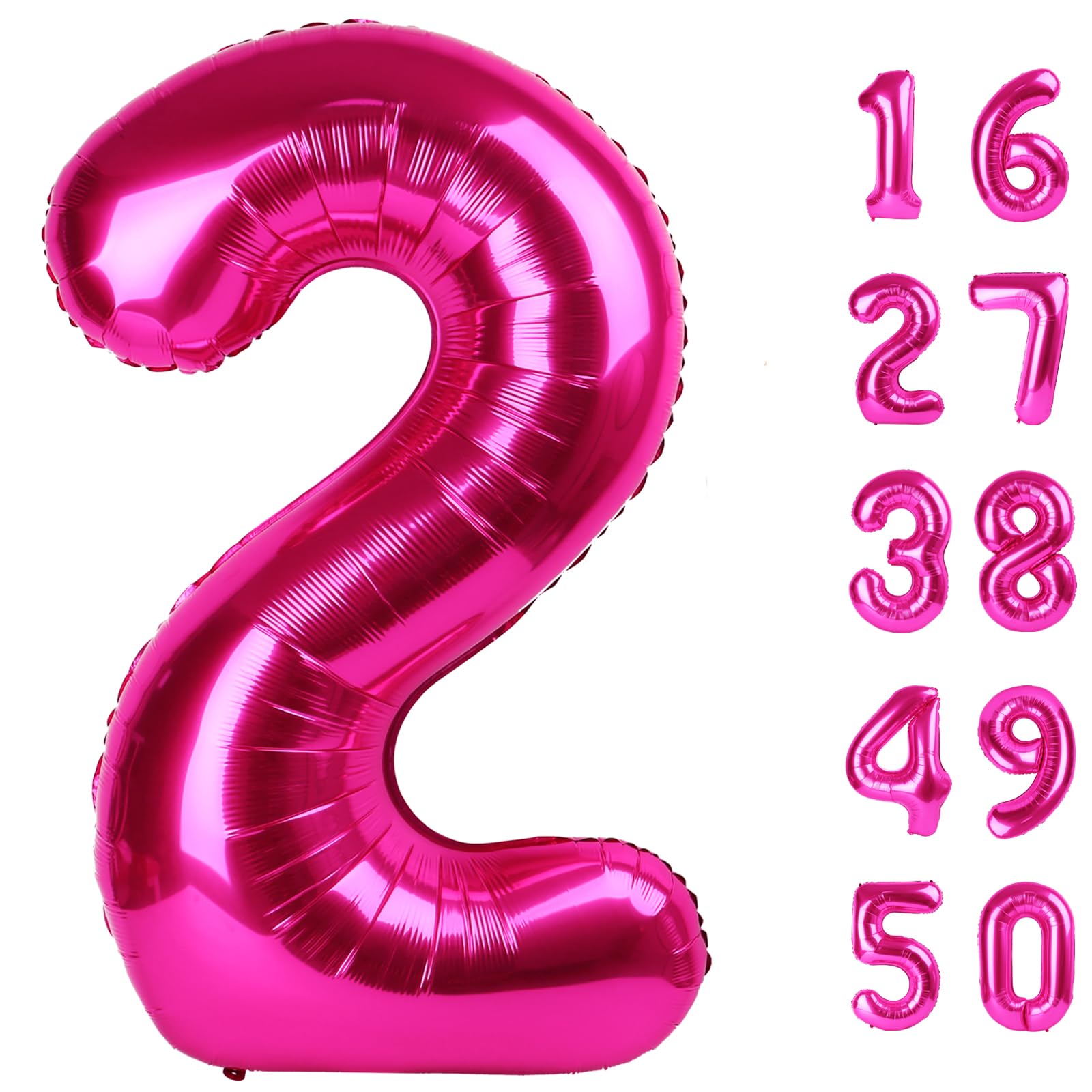 Kelfuoya rose red number 2 balloon 40 inch for striking birthday backdrop