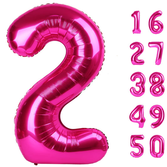 Kelfuoya rose red number 2 balloon 40 inch for striking birthday backdrop