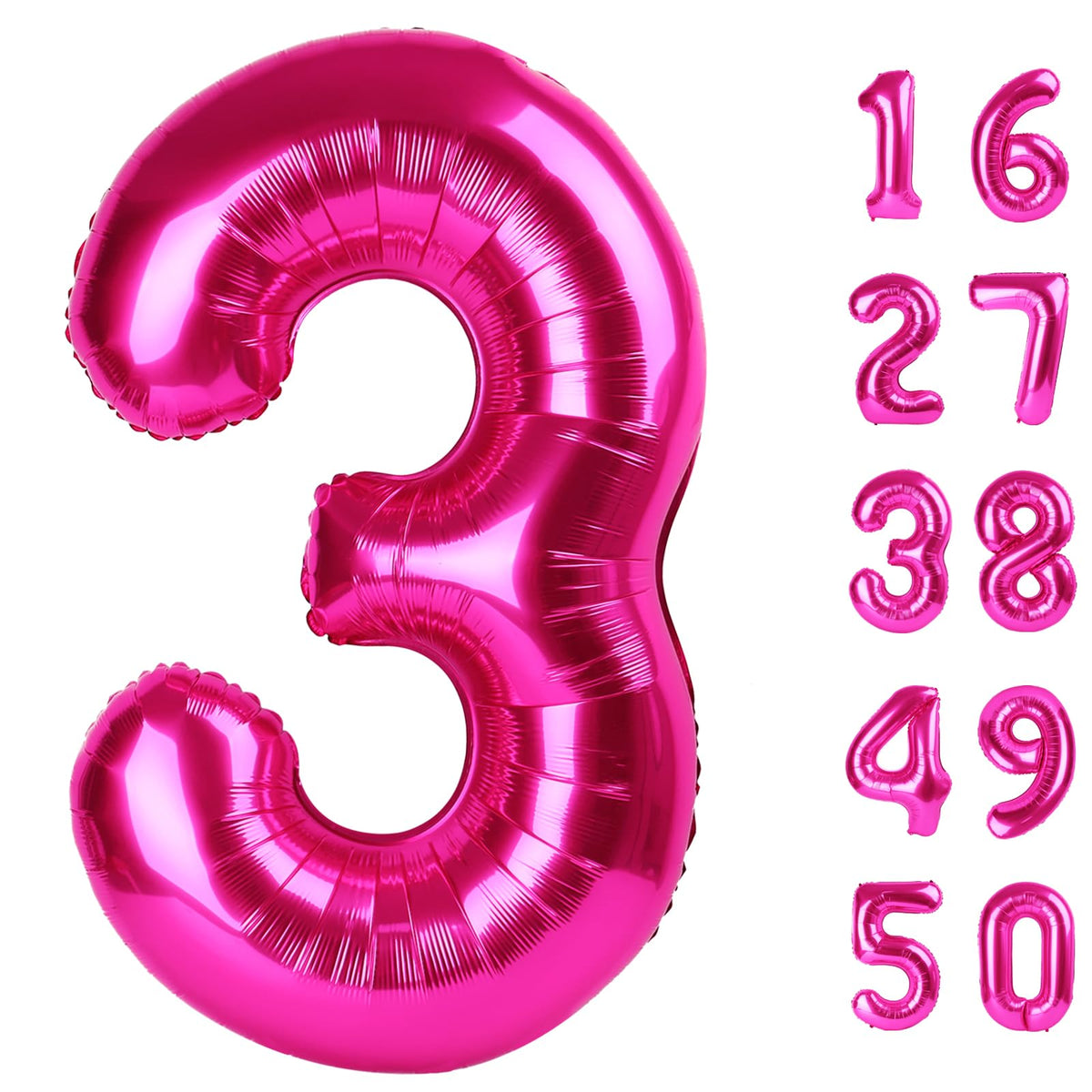 Kelfuoya Rose Red Number 3 balloon for stylish 3rd birthday party decor