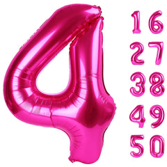 Kelfuoya rose-red number 4 balloon 40 inches for standout birthday décor