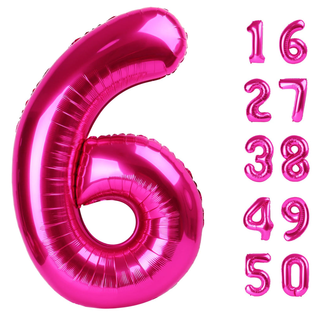 Kelfuoya rose red 6-number balloon ready for wall display at birthday party
