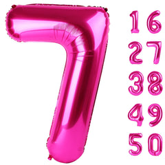 Kelfuoya Rose Red Number 7 balloon, 40-inch wall display for birthday photos.