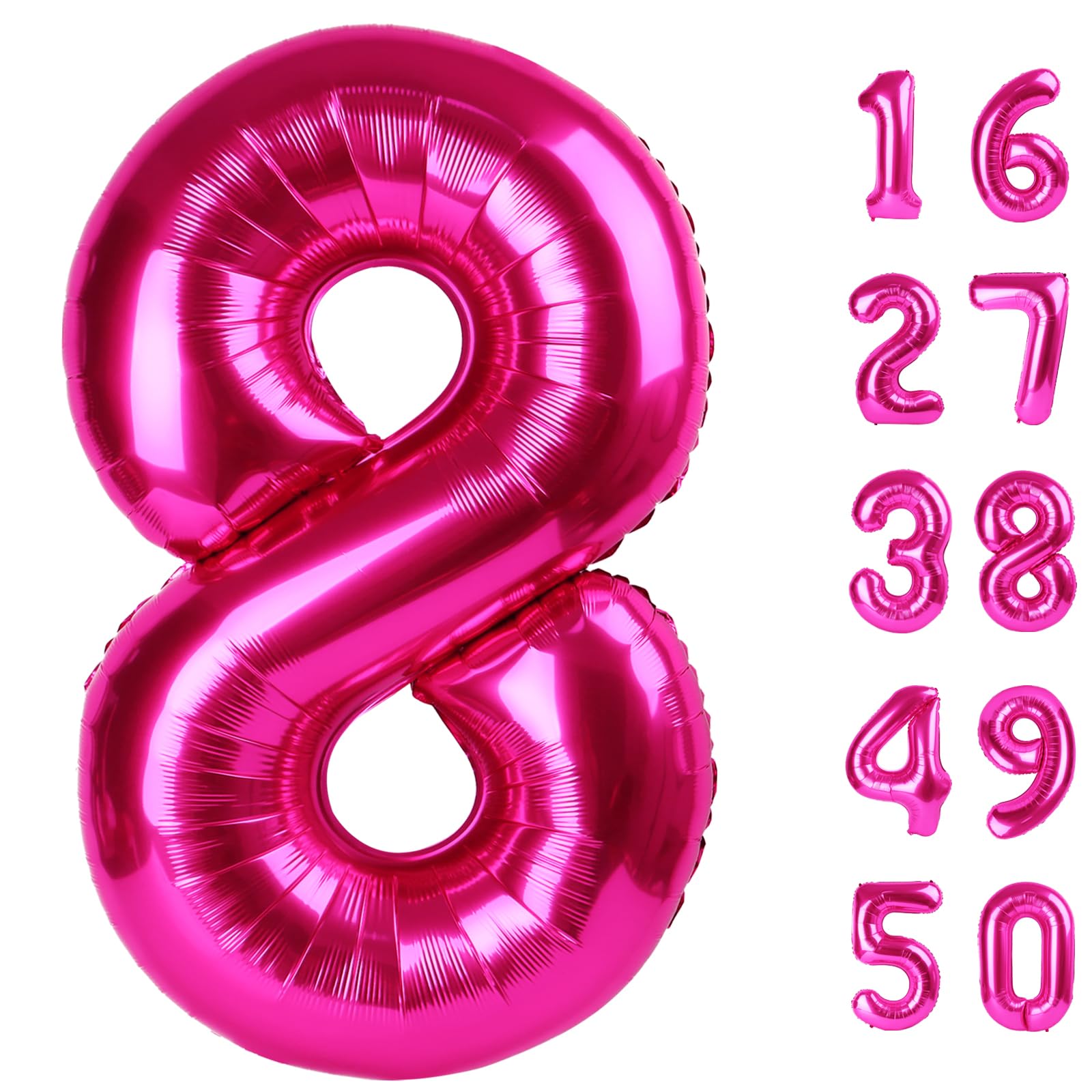Kelfuoya rose red number 8 balloon, 40-inch, ideal for dramatic party backdrops and photos.