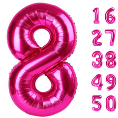 Kelfuoya rose red number 8 balloon, 40-inch, ideal for dramatic party backdrops and photos.