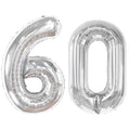 Kelfuoya silver 60-number balloon foil close-up for elegant party decor.
