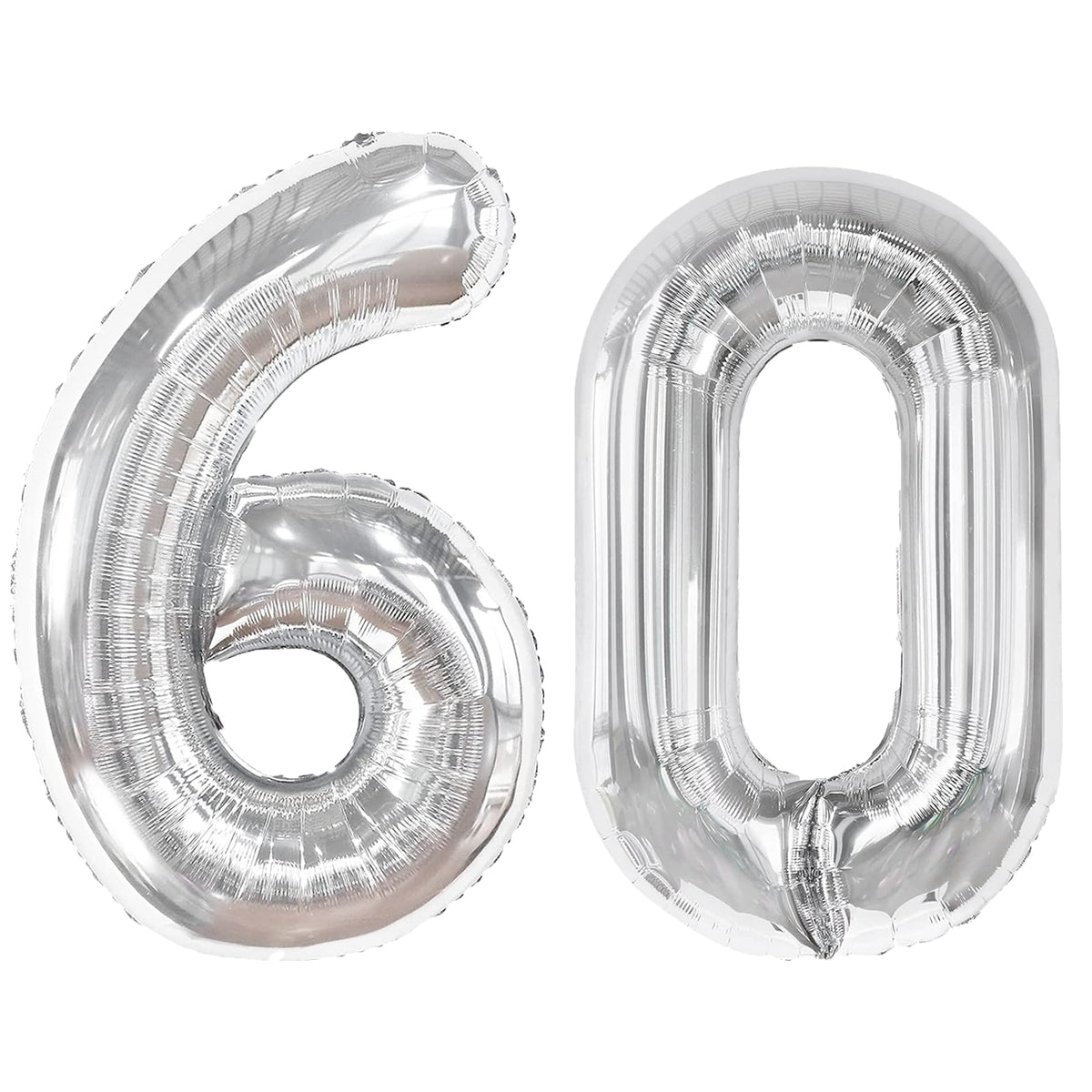 Kelfuoya silver 60-number balloon foil close-up for elegant party decor.