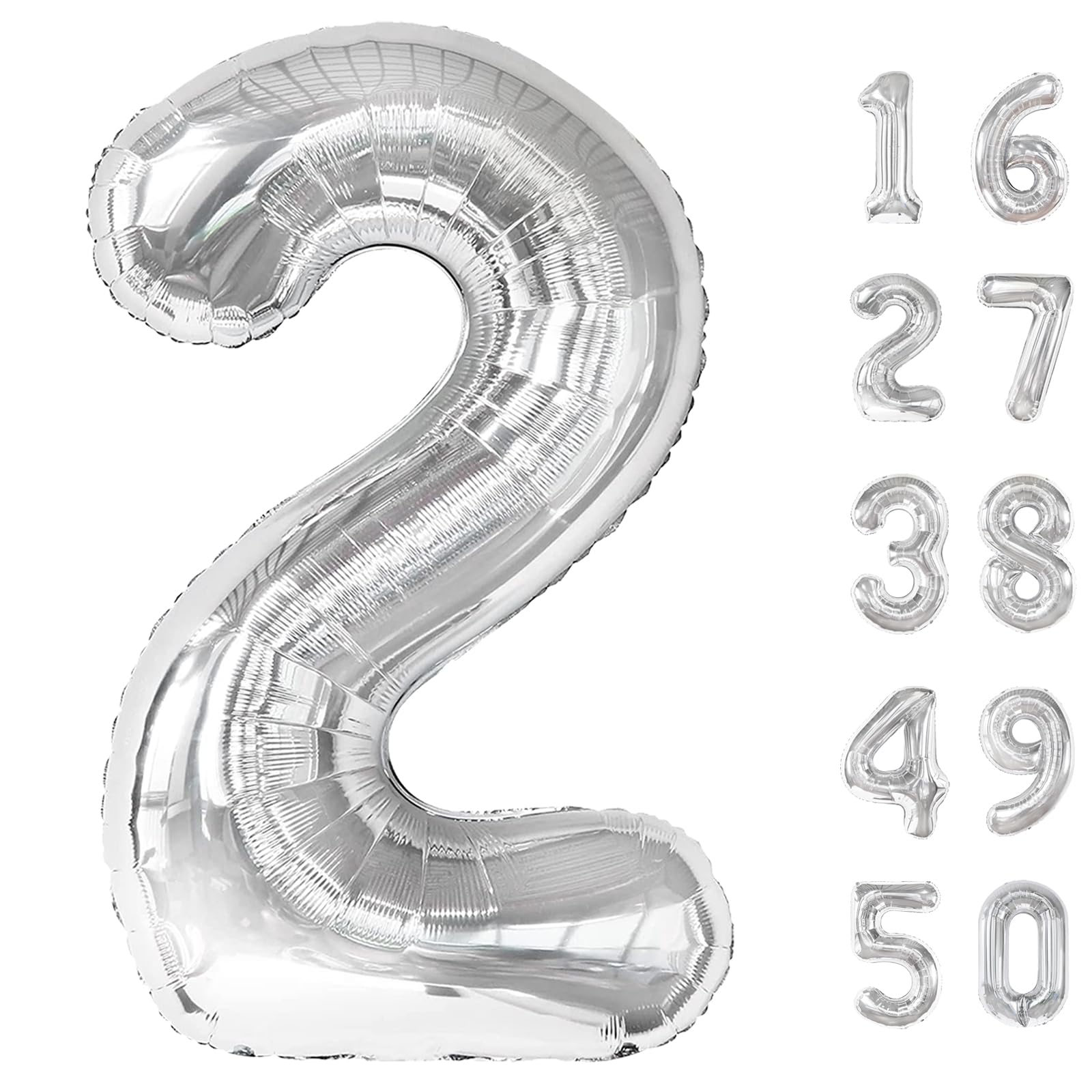 Kelfuoya silver number 2 balloon 40inch ideal as bold party backdrop.