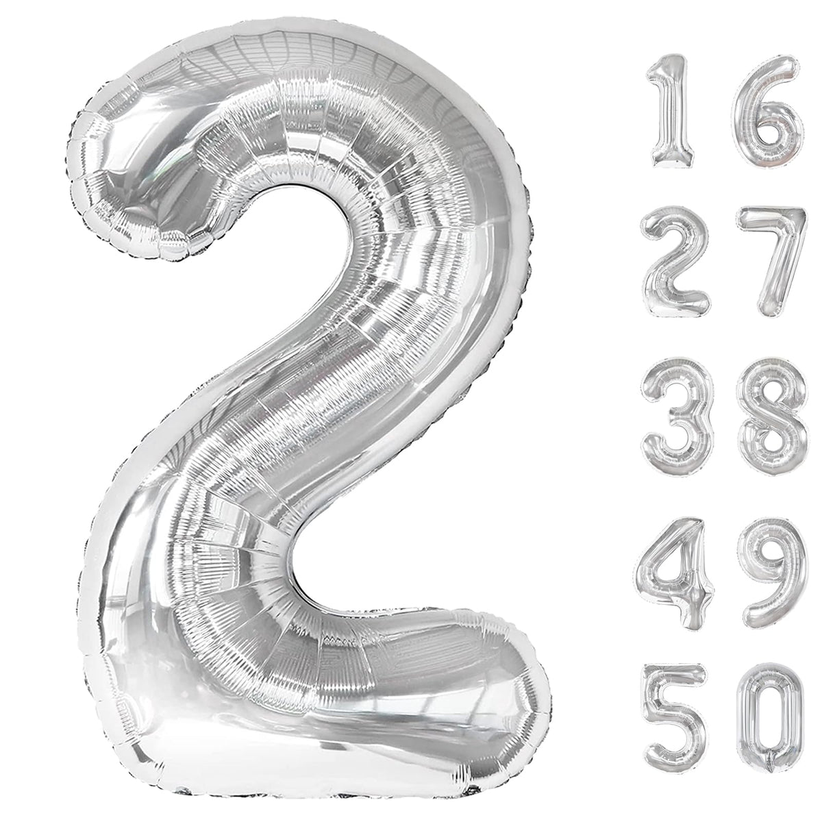 Kelfuoya silver number 2 balloon 40inch ideal as bold party backdrop.