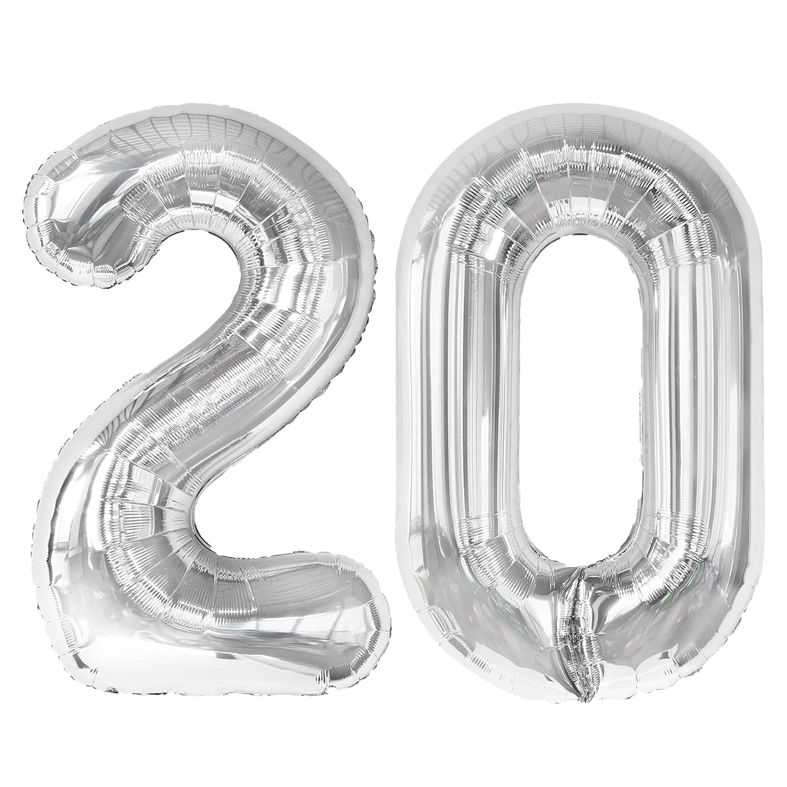Kelfuoya silver 20 balloon 40inch side view for a dramatic party backdrop.