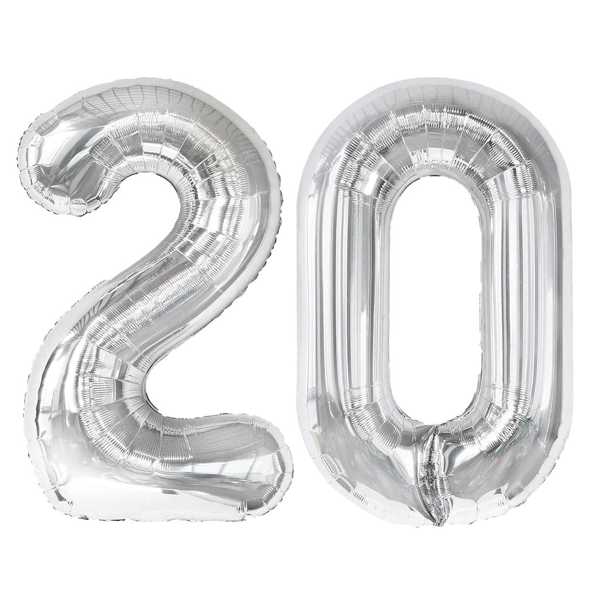 Kelfuoya silver 20 balloon 40inch side view for a dramatic party backdrop.