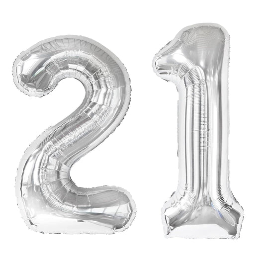 Kelfuoya silver 21 balloon 40 inch on white, ideal party centerpiece