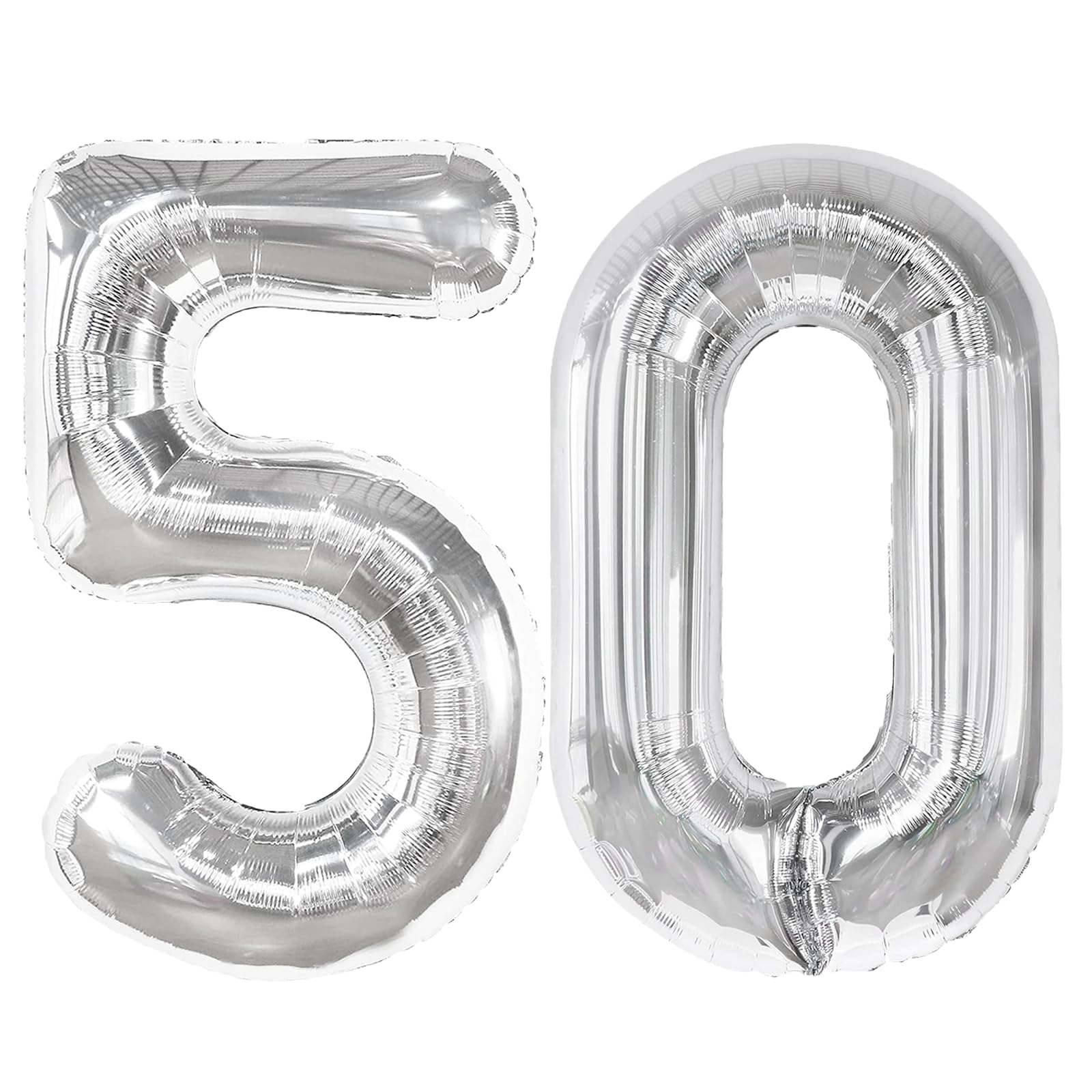 Kelfuoya silver 50 balloon front view enhances milestone photos.