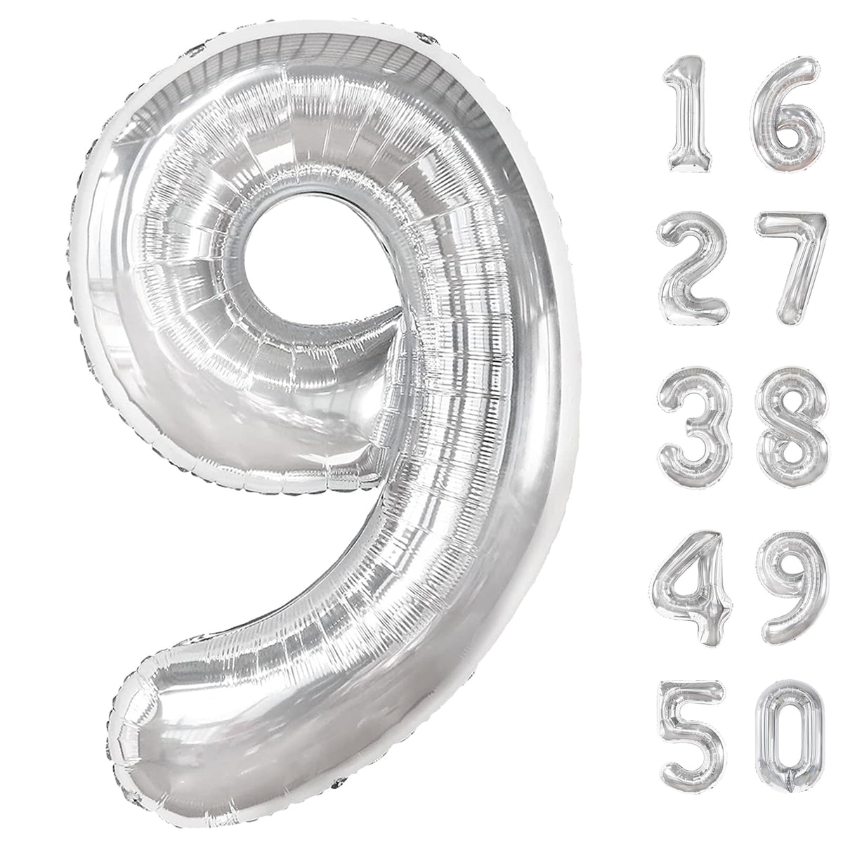 Kelfuoya 40 inch silver number 9 balloon for dramatic party decor and photos