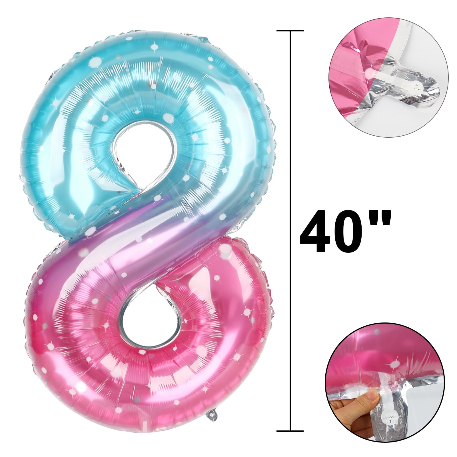 Kelfuoya starry foil number 8 balloon wall display elevates party backdrops with elegant glow