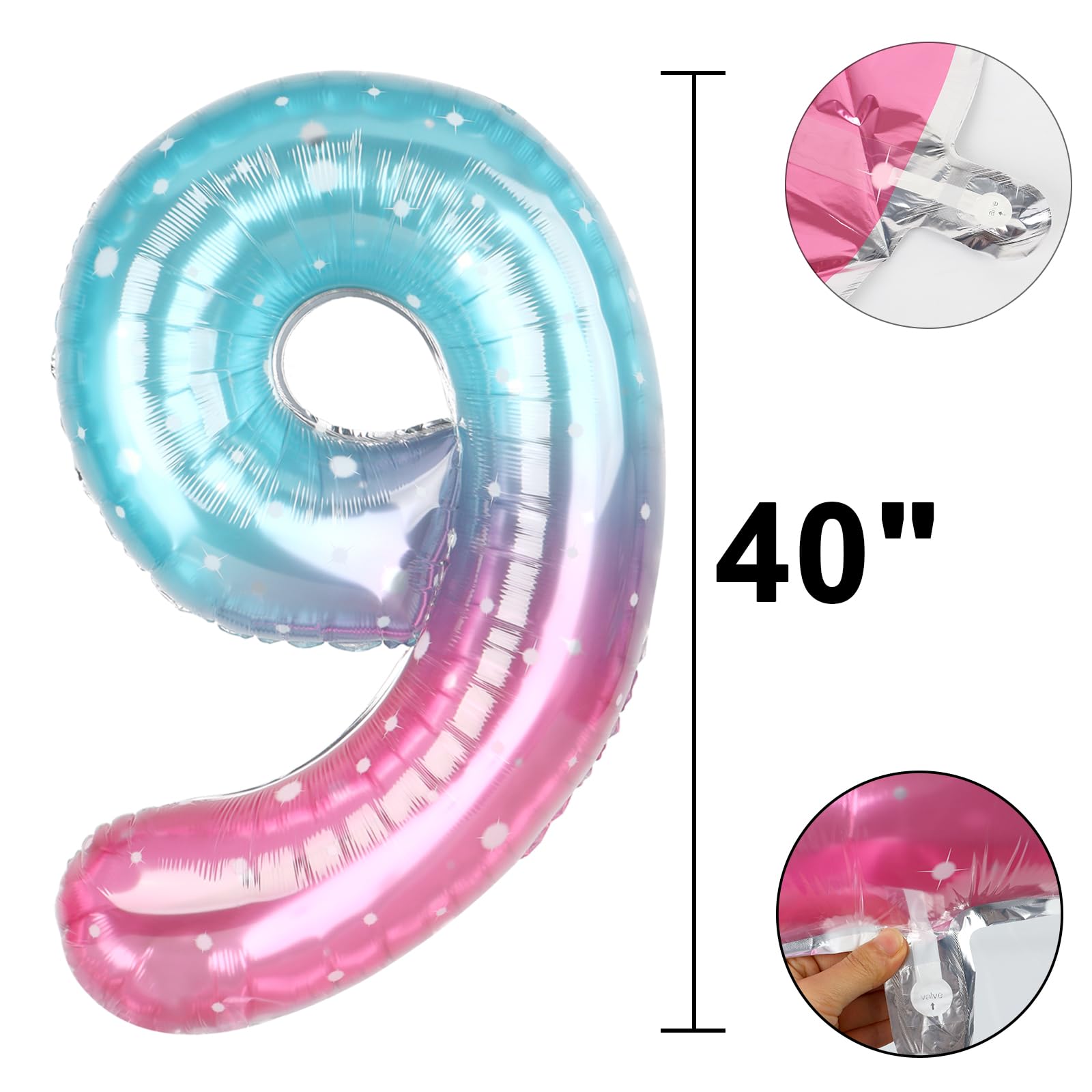 Kelfuoya starry number 9 balloon wall display elevates wedding or anniversary decor.