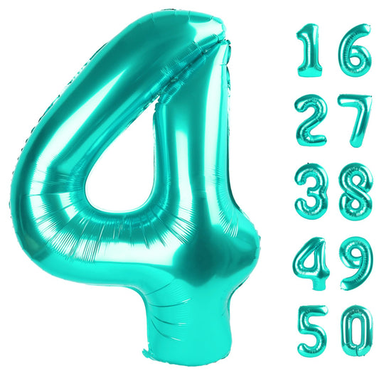 Kelfuoya teal 4 balloon, 40 inch, ideal for bold birthday decor.