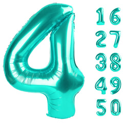Kelfuoya teal 4 balloon, 40 inch, ideal for bold birthday decor.