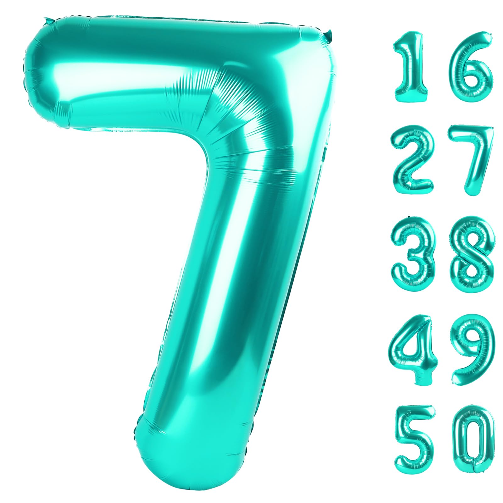 Kelfuoya teal 40-inch number 7 balloon for bold party backdrop and durability