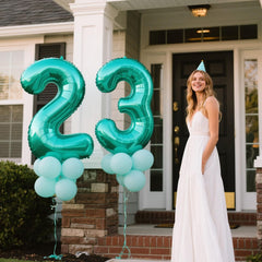 Kelfuoya teal number 2 balloon setup for memorable party scenes