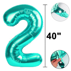 Kelfuoya teal number 2 self-sealing balloon stays inflated longer