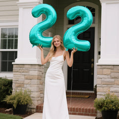 Kelfuoya teal number 2 balloon suitable for weddings and anniversaries