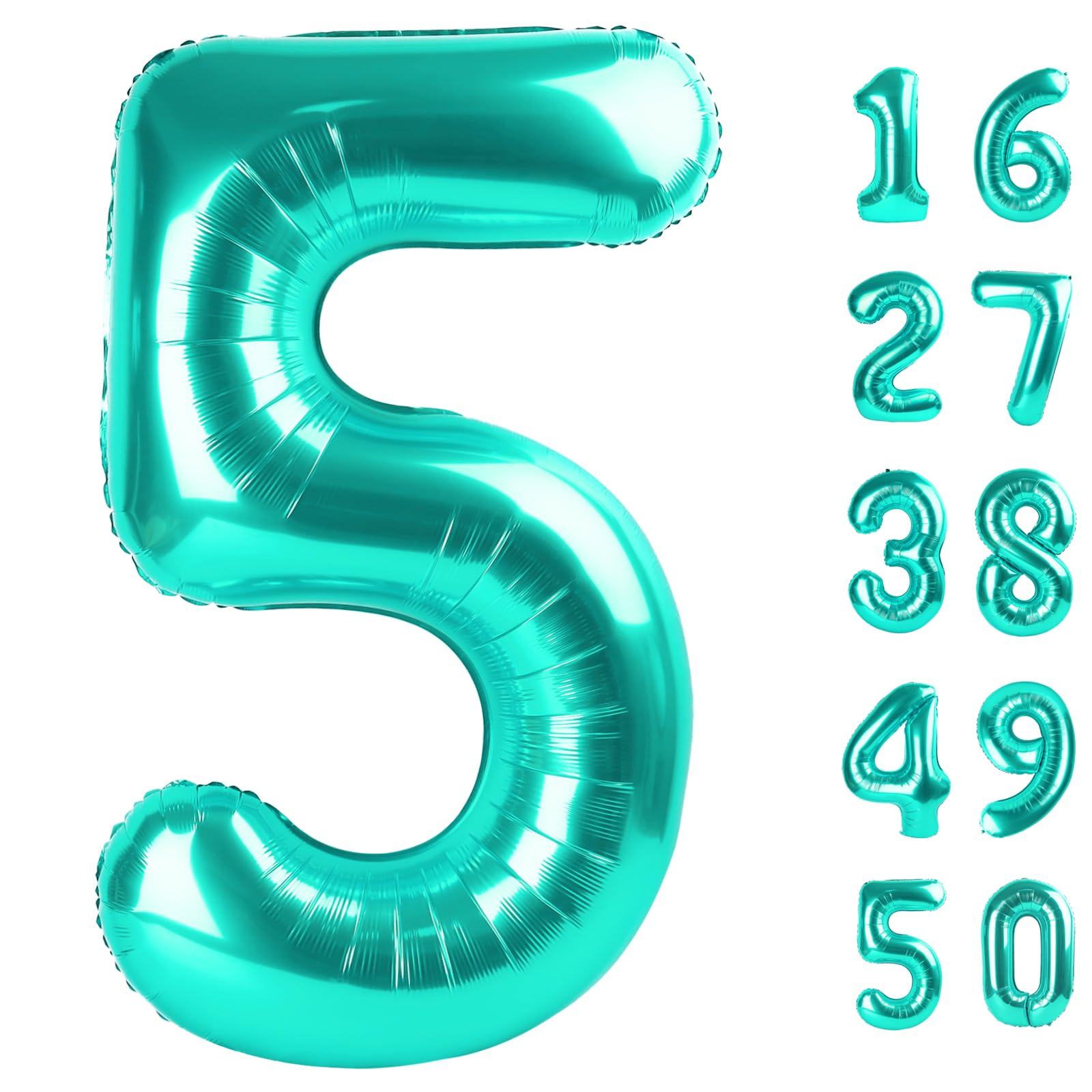 Kelfuoya teal number 5 balloon 40inch — bold birthday centerpiece.