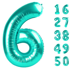 Kelfuoya teal 40inch number 6 balloon ideal as a birthday centerpiece and photo backdrop