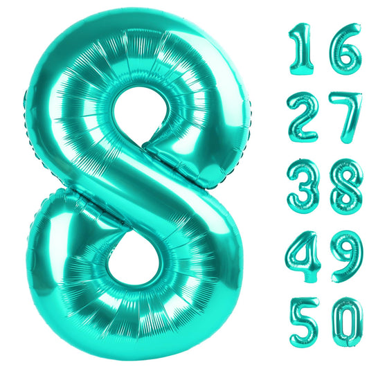 Kelfuoya teal 8-number balloon for bold birthday backdrops and photos