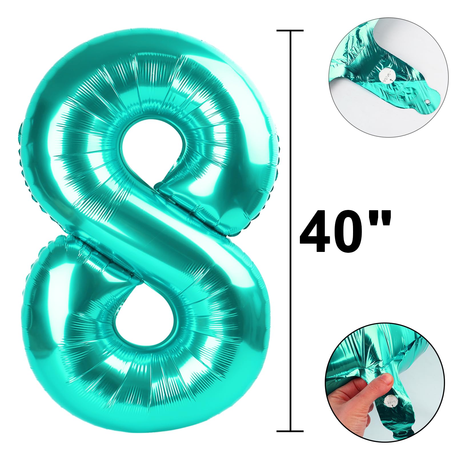 Kelfuoya teal 8-number birthday decoration for indoor and outdoor use