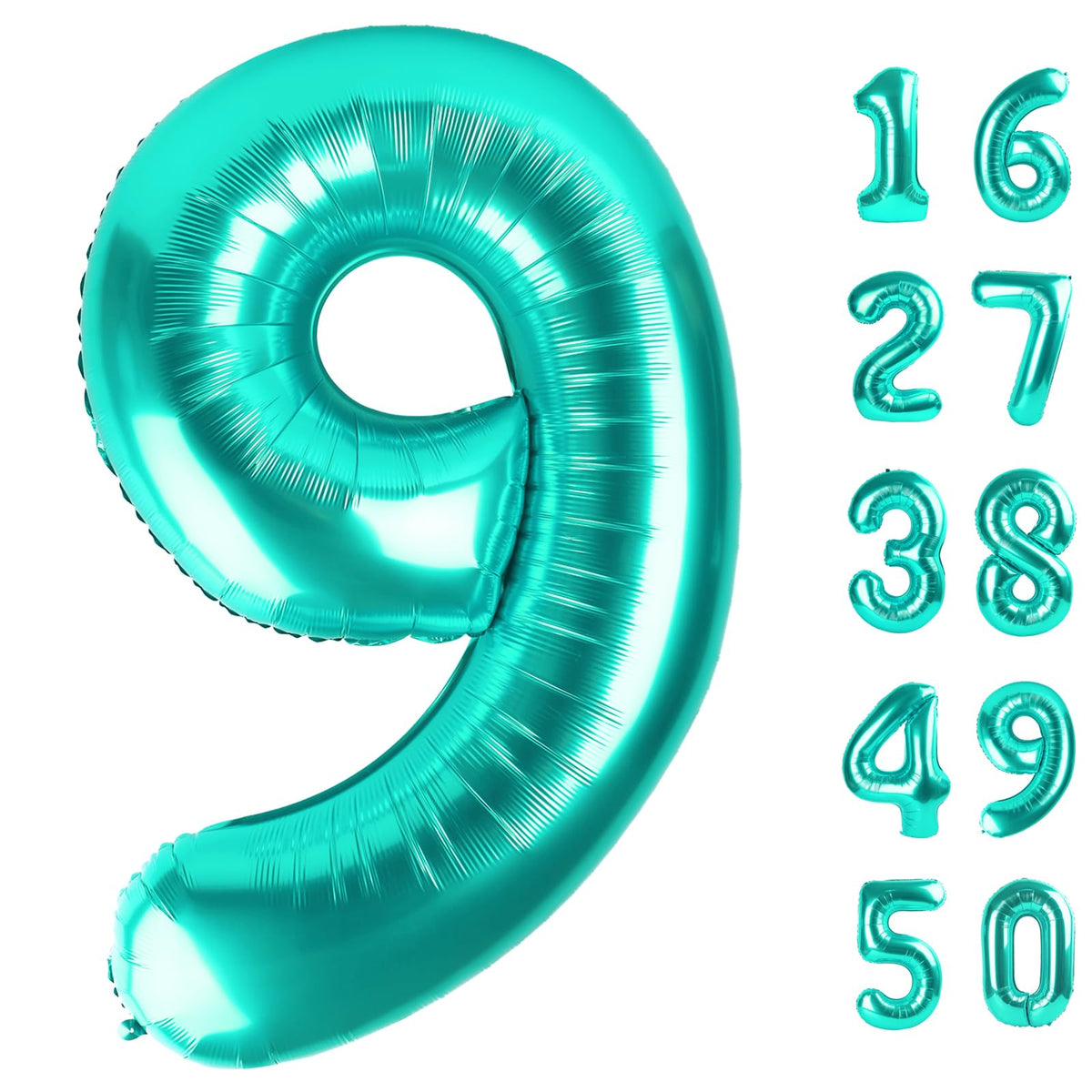 Kelfuoya Teal Number 9 balloon, 40-inch, ideal for birthdays and milestone celebrations.