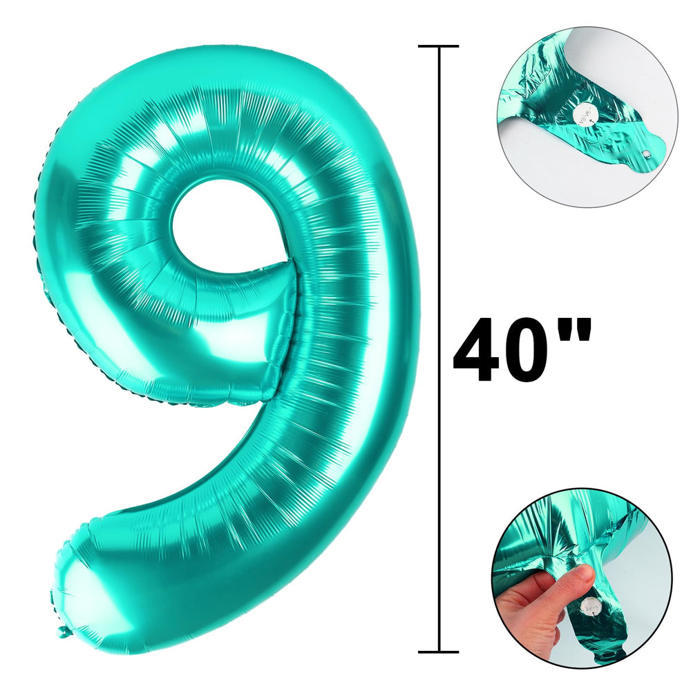 Kelfuoya Teal Number 9 balloon for weddings and anniversaries.