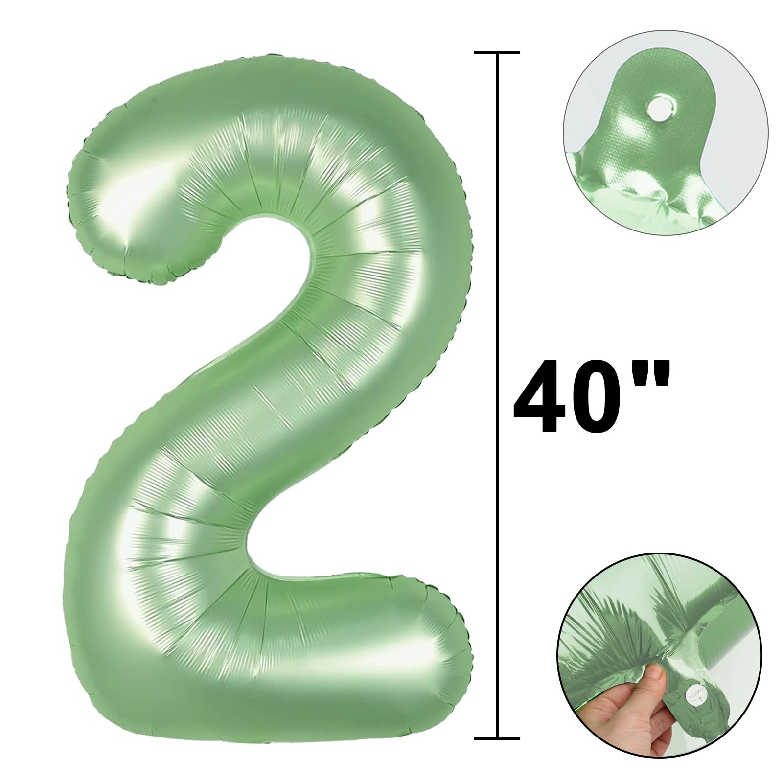 Kelfuoya wedding and anniversary decor with olive green Number 2 balloon.