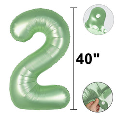 Kelfuoya wedding and anniversary decor with olive green Number 2 balloon.