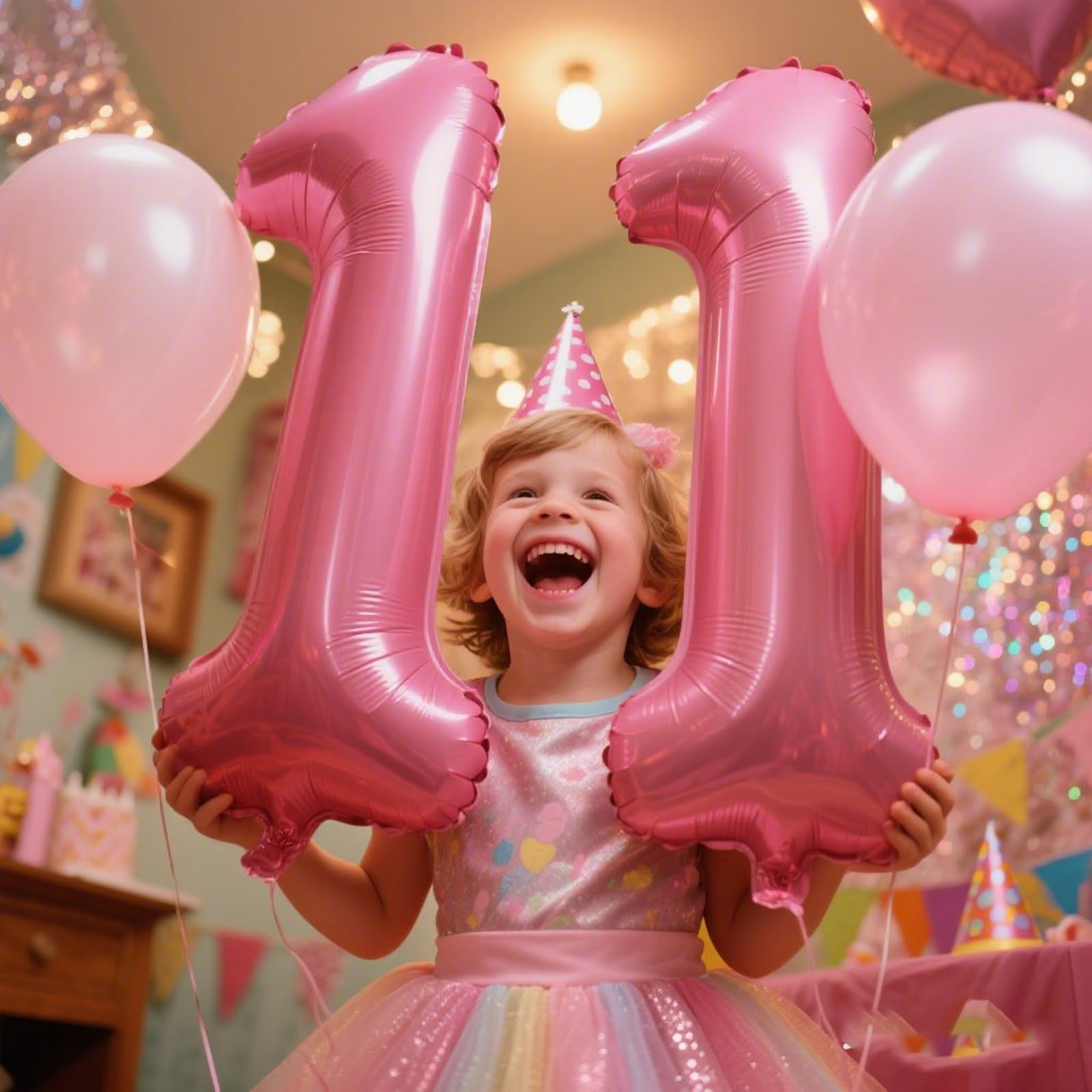 Kelfuoya wedding anniversary decor with this eye-catching pink 11 balloon.