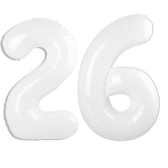 Kelfuoya white 26-number balloon 40 inch for bold 26th birthday display.