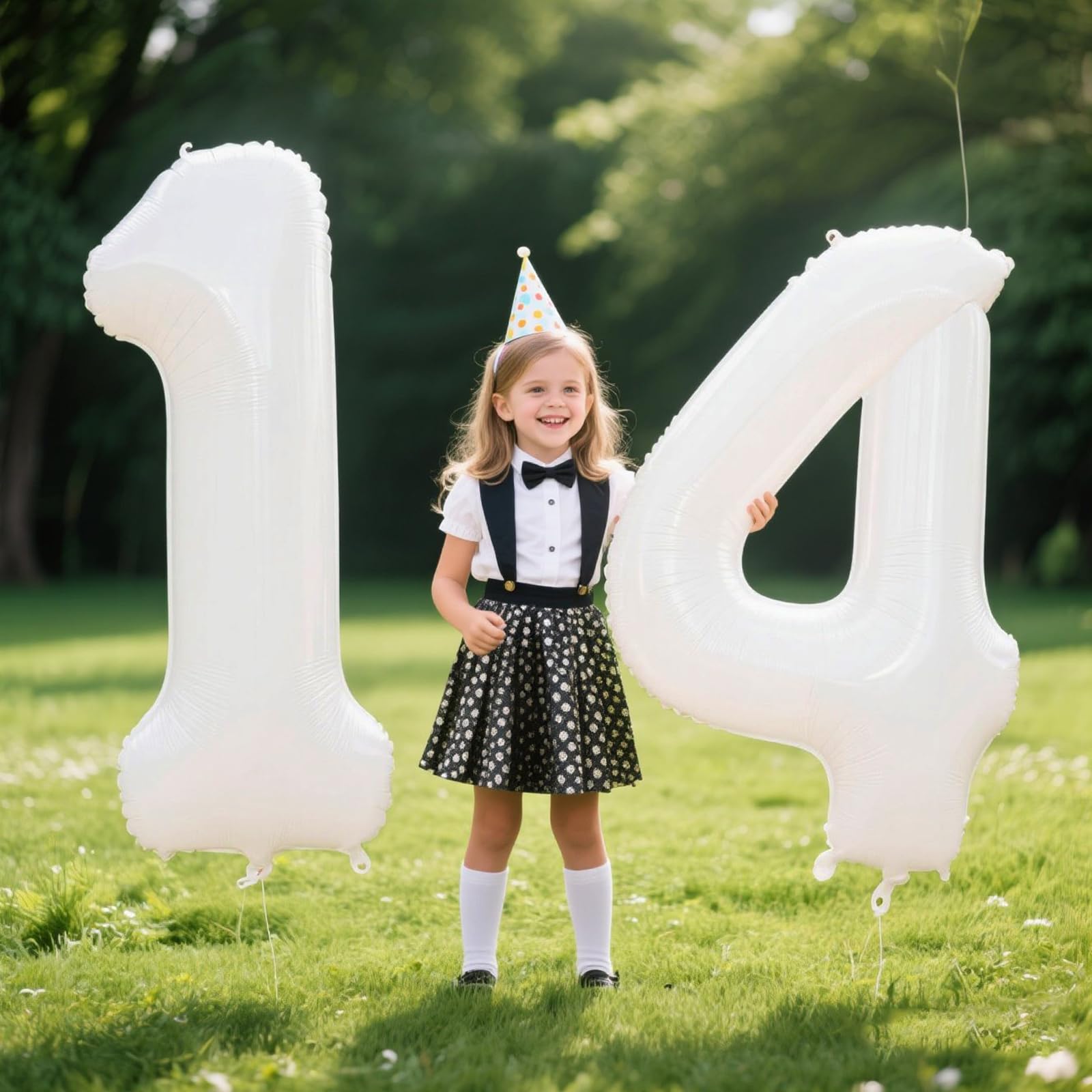 Kelfuoya white number 4 foil balloon enhances indoor and outdoor decor.