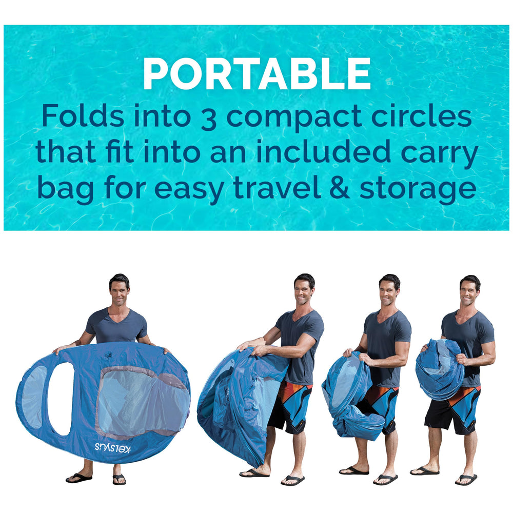 Kelsyus Spring Float Folded compactly into circles for easy travel and storage.