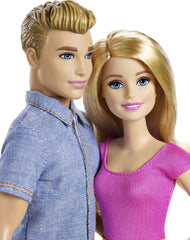 Ken doll in blue pants, collared shirt, and bright shoes adds colorful styling options.