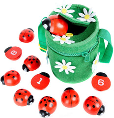 Kenley Counting Ladybugs wooden bugs for counting practice and early math skills.
