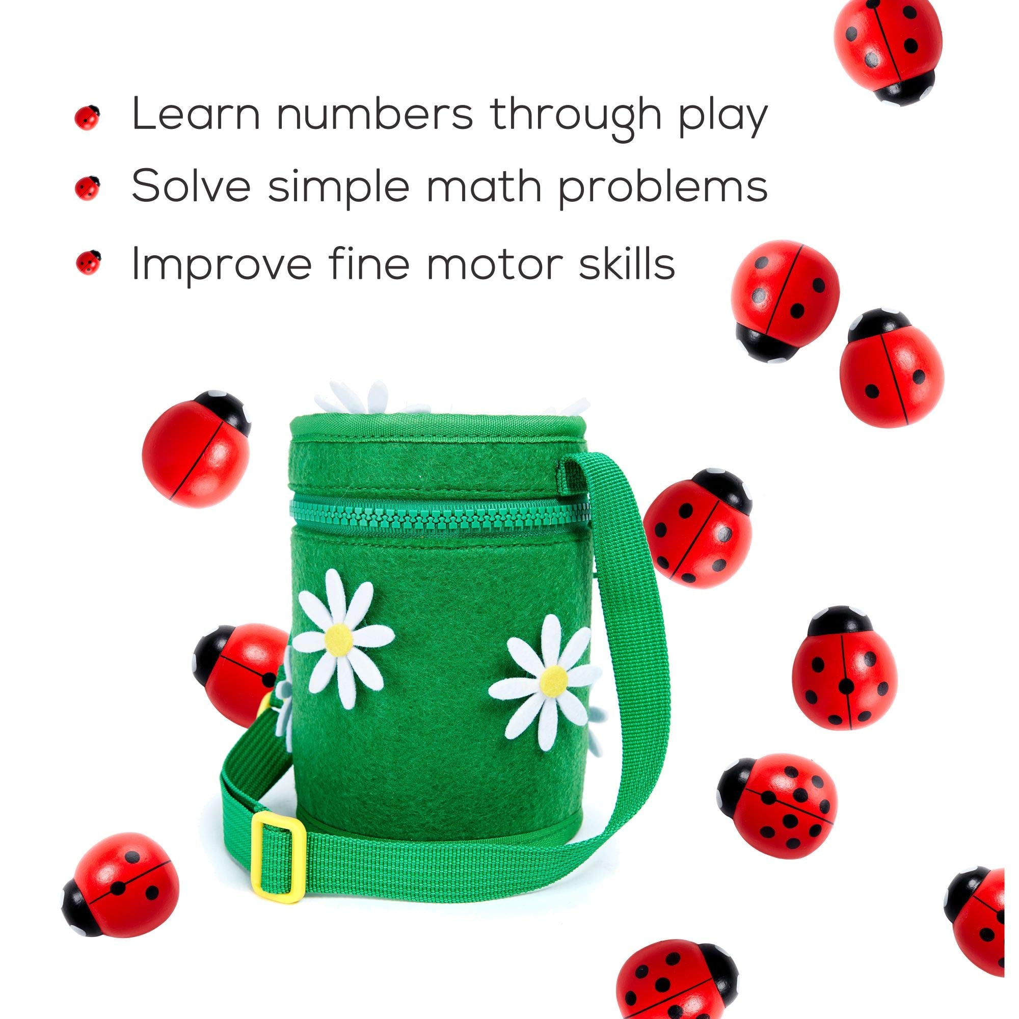 Kenley Natural wood ladybugs with child-safe paint for durable play.