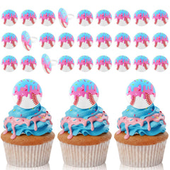 Kenning baseball dripping ice cream cupcake ring topper for sports party decorating.