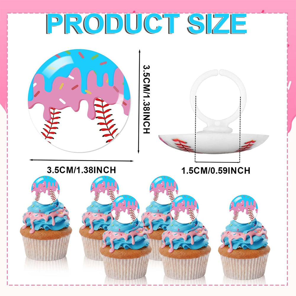 Kenning resin ring topper adds colorful baseball dripping ice cream dessert flair.