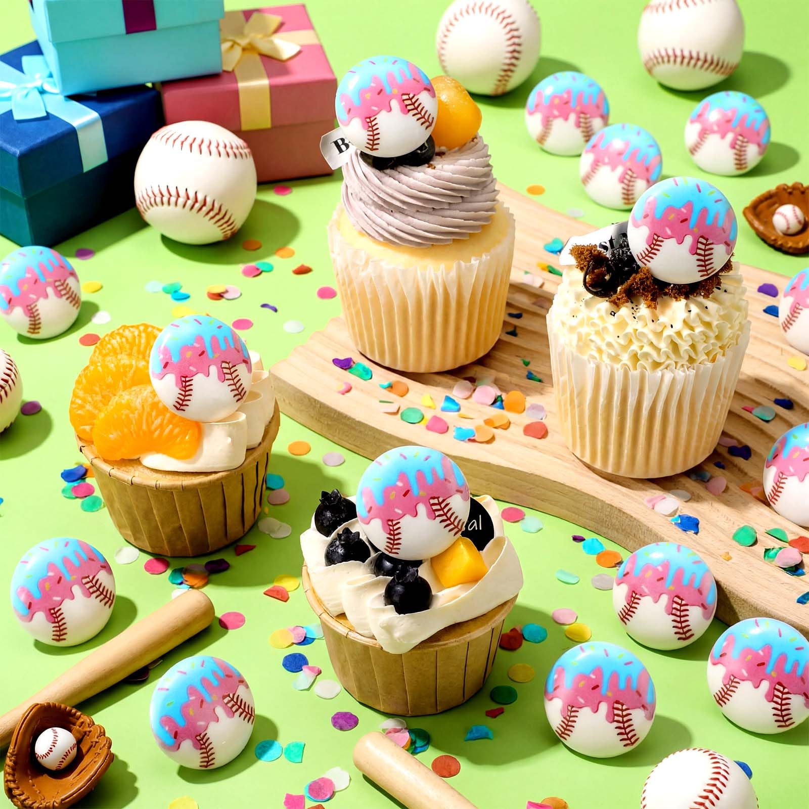 Kenning resin toppers are reusable keepsakes after the party.