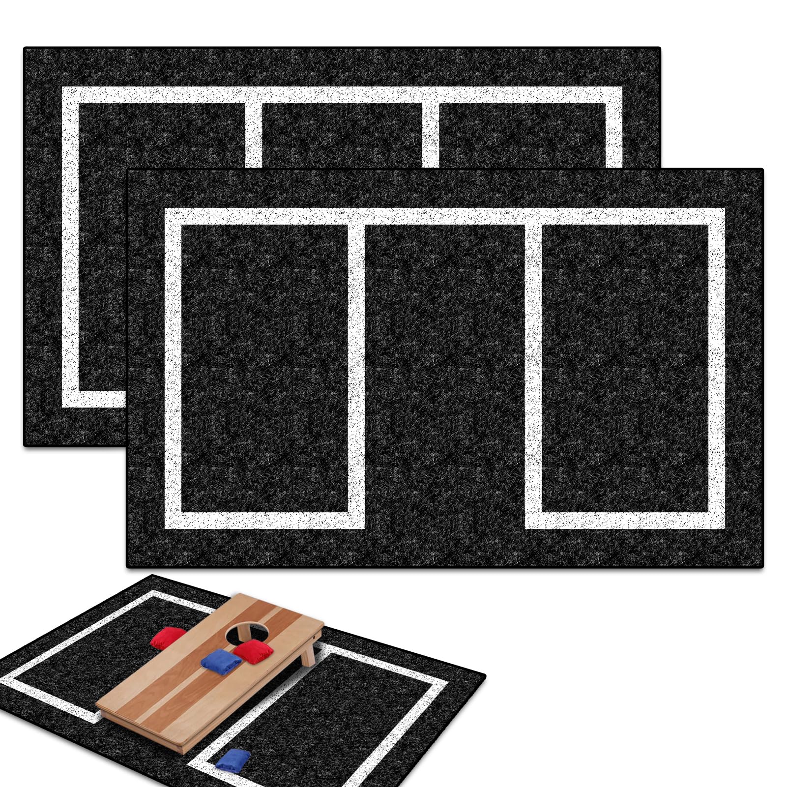 KEOHOLI cornhole mats 5x8 ft laid on grass for a steady game