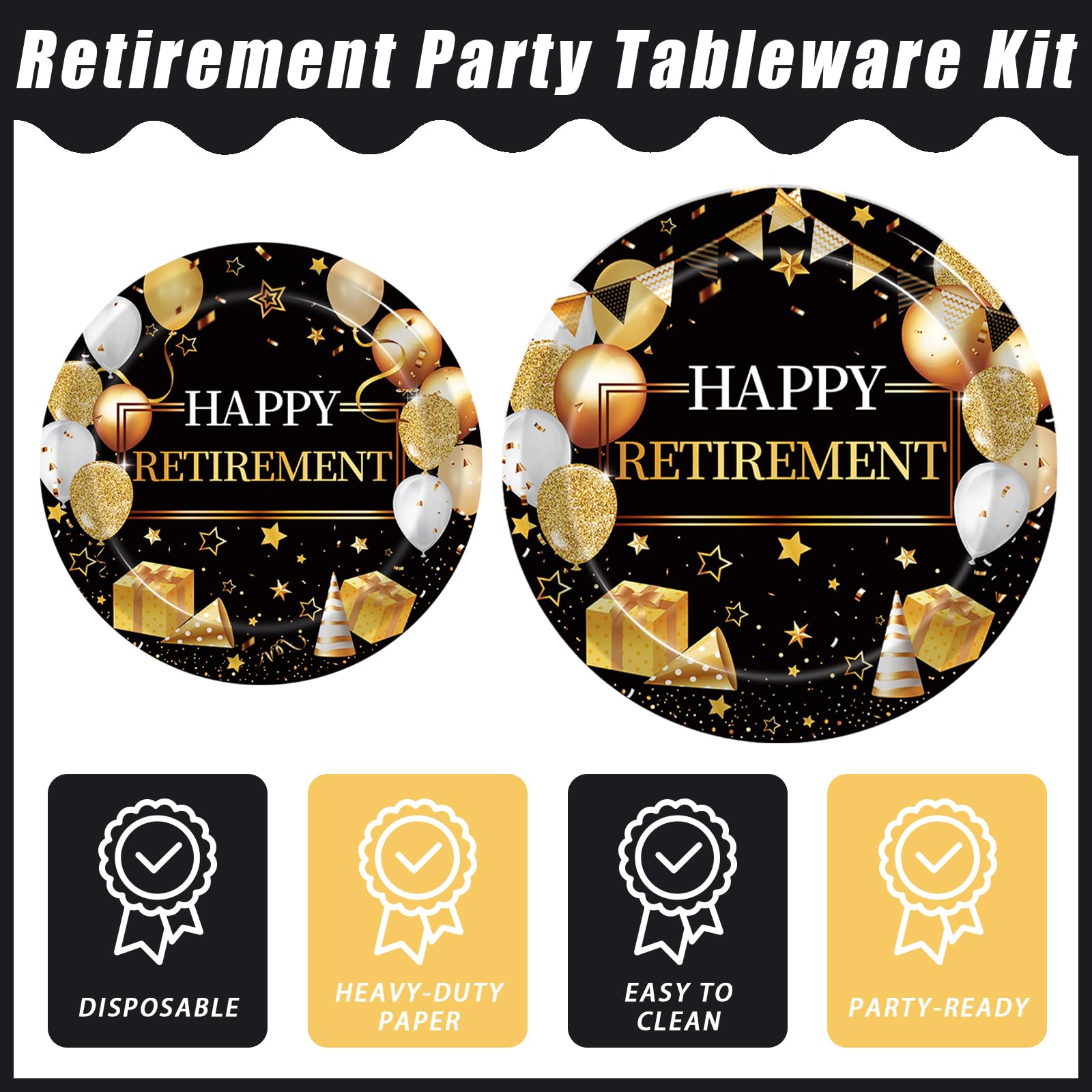 Kepeel retirement napkins 13in gold and black add a polished touch