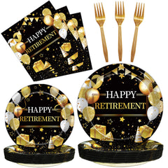 Kepeel retirement plates 9in gold and black for classy gatherings