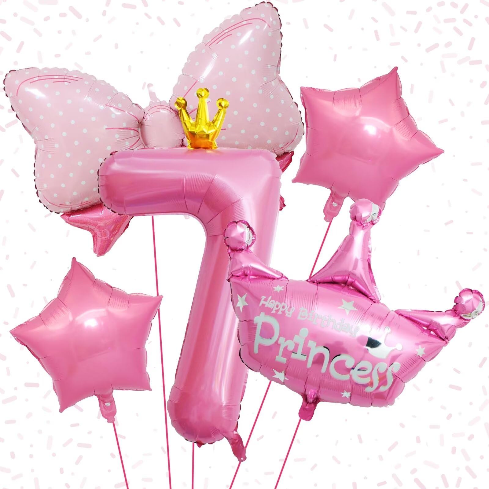 KEPMOV pink 7th birthday number balloon with crown for a bold centerpiece