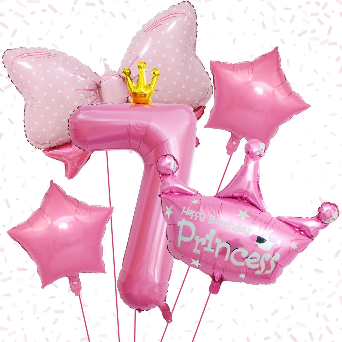 KEPMOV pink 7th birthday number balloon with crown for a bold centerpiece