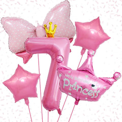 KEPMOV pink 7th birthday number balloon with crown for a bold centerpiece